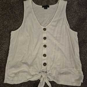 White Button-Down Sleeveless Top